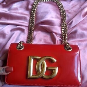 Red Dolce & Gabbana Gold Chain Shoulder Bag